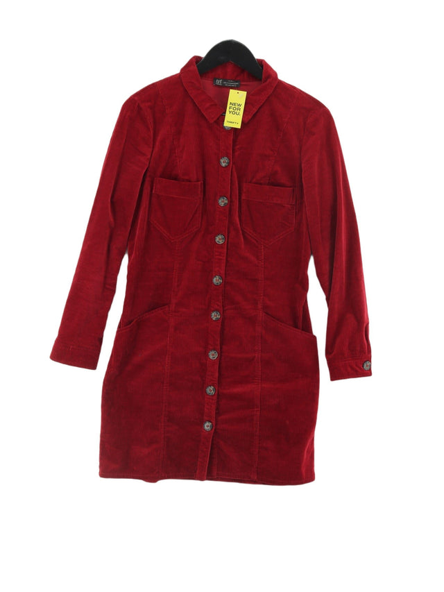 TRF Women's Midi Dress L Red Cotton with Elastane