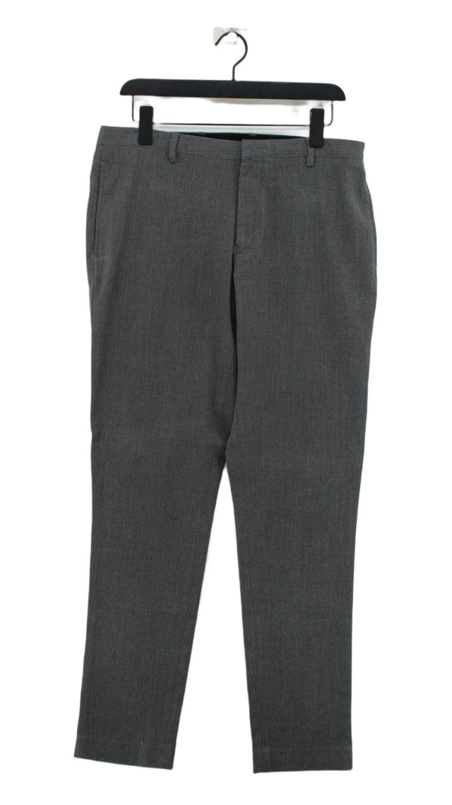 Burton Men's Suit Trousers W 34 in Grey Polyester with Cotton, Elastane, Viscose