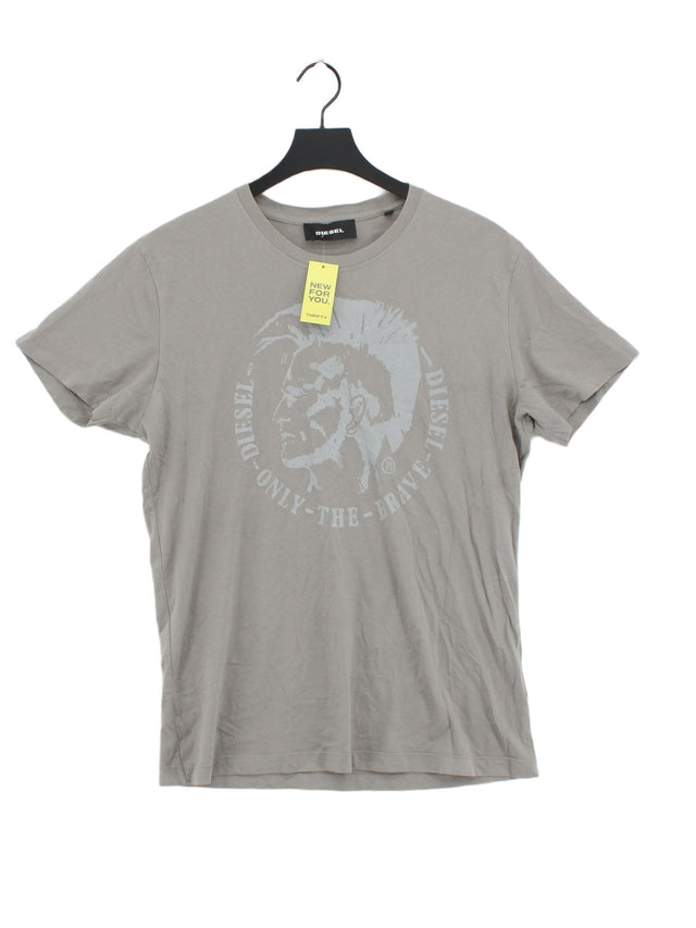 Diesel Men's T-Shirt L Grey 100% Cotton