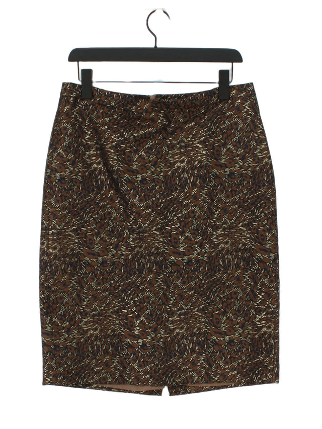Pure Collection Women's Midi Skirt UK 14 Brown Polyester with Other