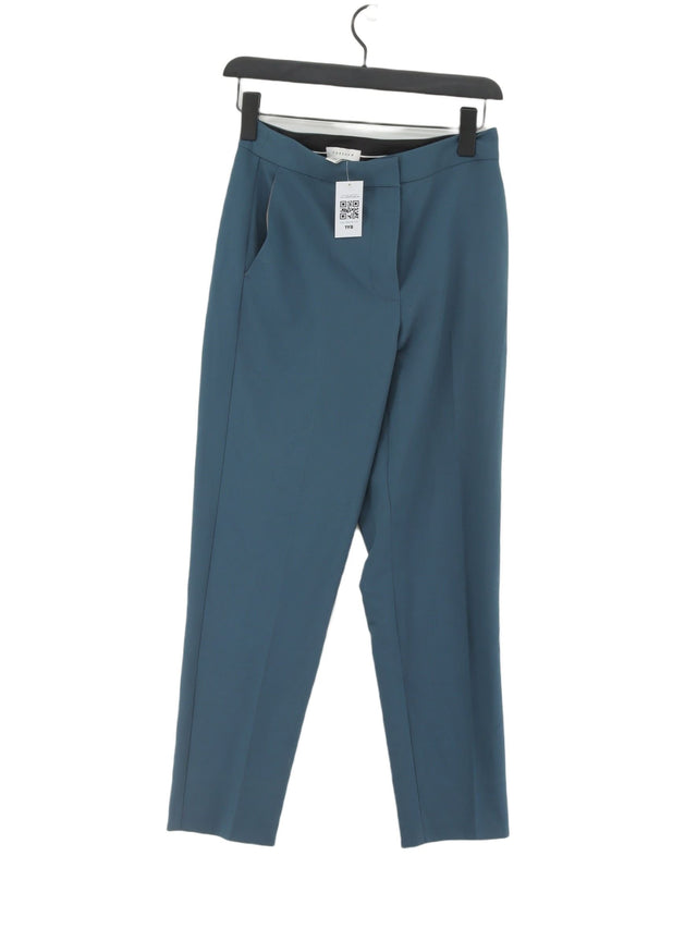 Topshop Women's Suit Trousers UK 6 Blue Polyester with Elastane, Viscose