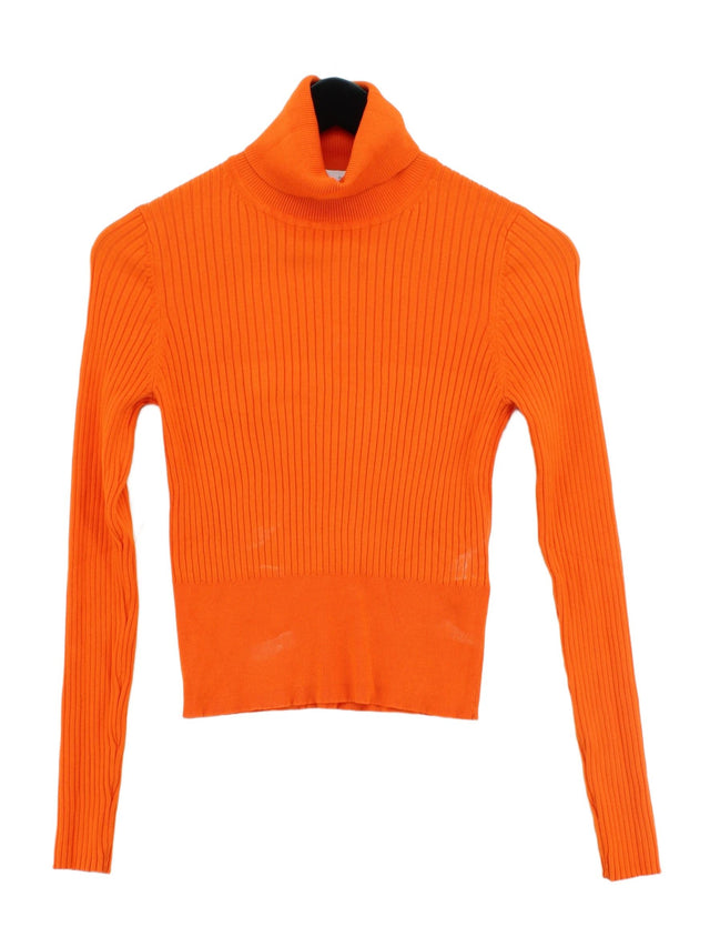 Zara Women's Top M Orange Viscose with Nylon