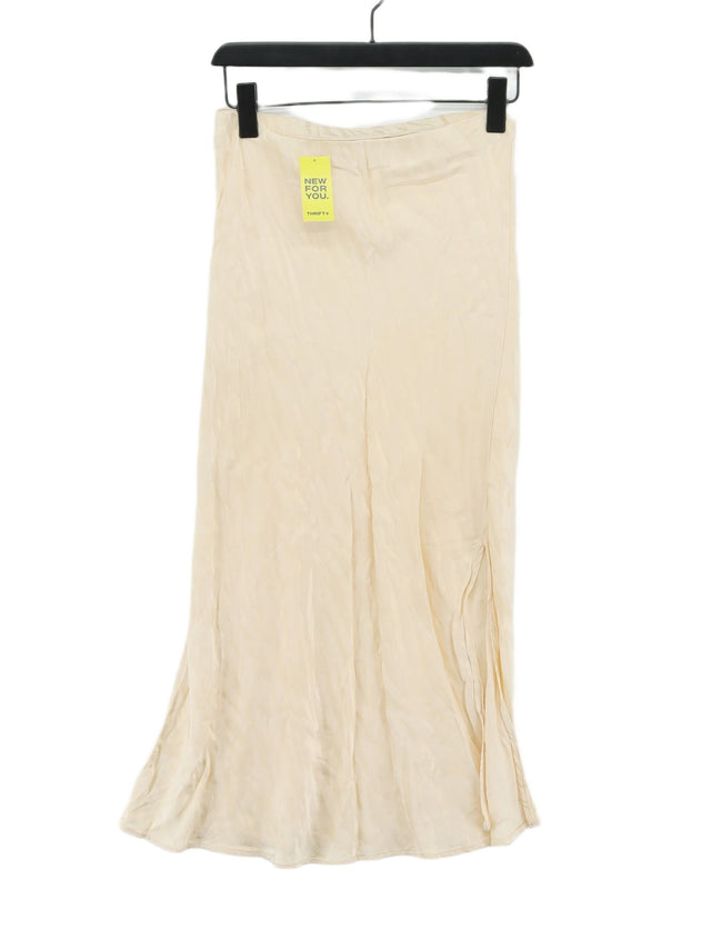 River Island Women's Midi Skirt UK 8 Cream 100% Viscose