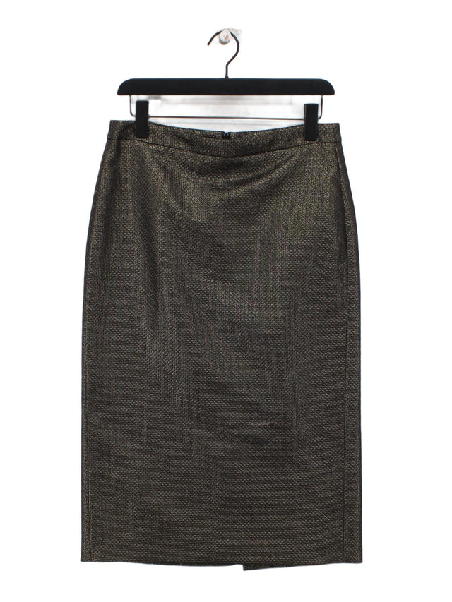 Pure Collection Women's Maxi Skirt UK 12 Gold Cotton with Other, Polyester