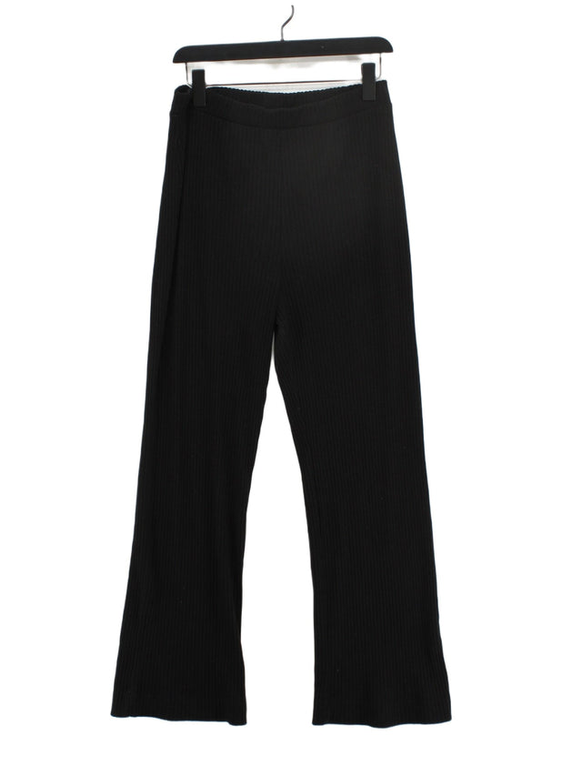 Monki Women's Suit Trousers L Black Cotton with Elastane, Polyester