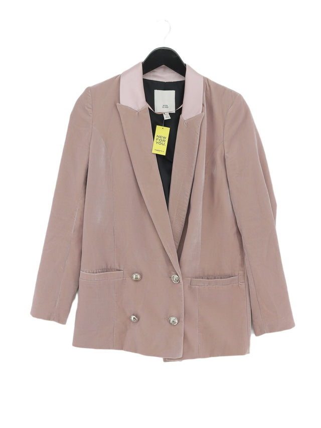 River Island Women's Blazer UK 8 Pink Polyester with Elastane