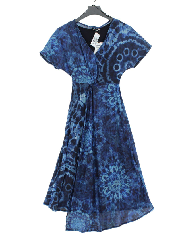 Desigual Women's Midi Dress S Blue Polyamide with Elastane, Viscose