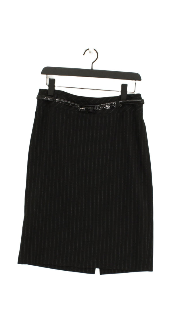 Next Women's Midi Skirt UK 6 Black Polyester with Viscose