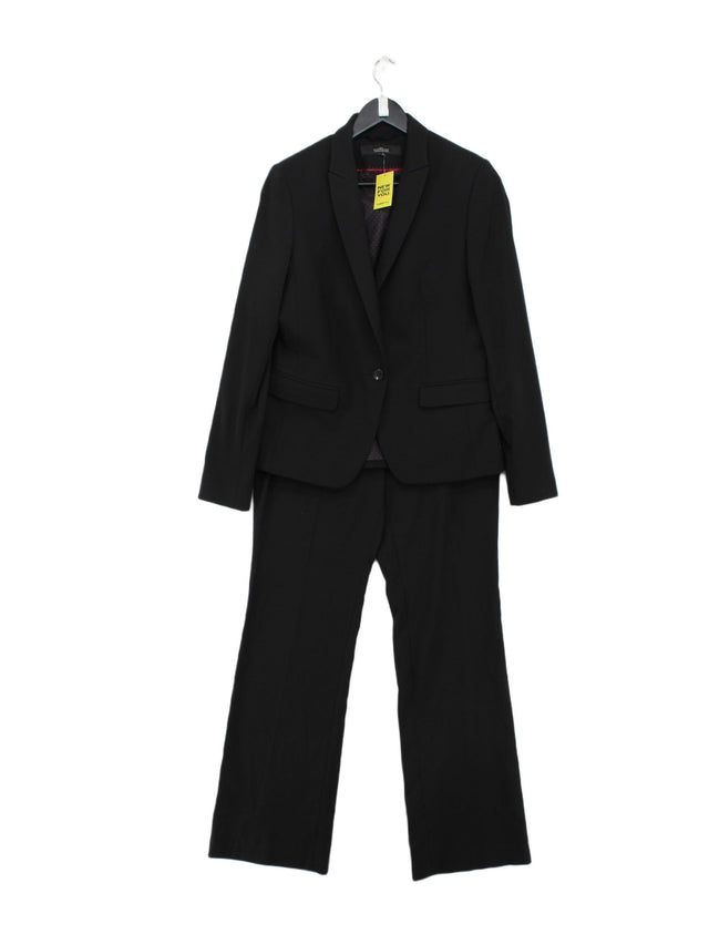 Next Women's Two Piece Suit UK 10 Black Polyester with Elastane, Viscose