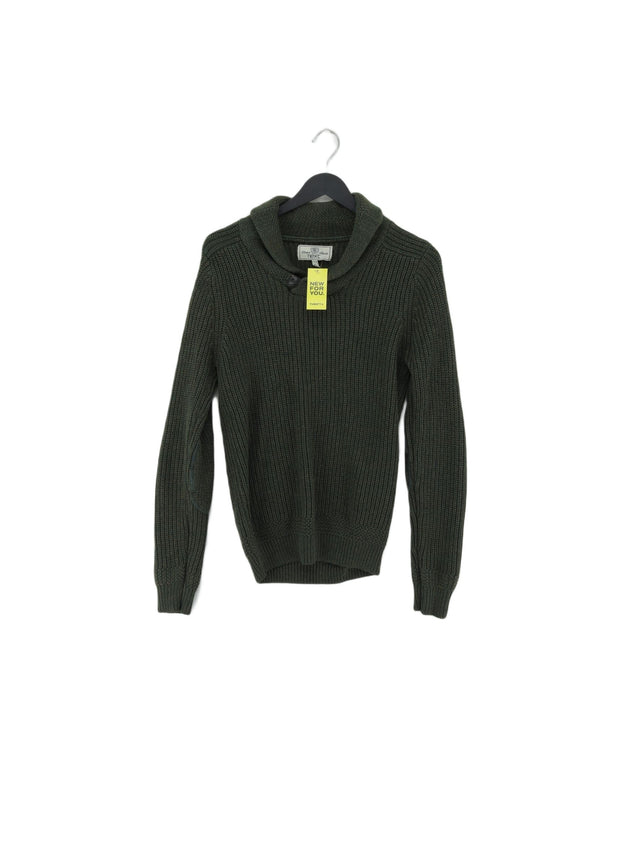 Next Men's Jumper S Green Acrylic with Wool