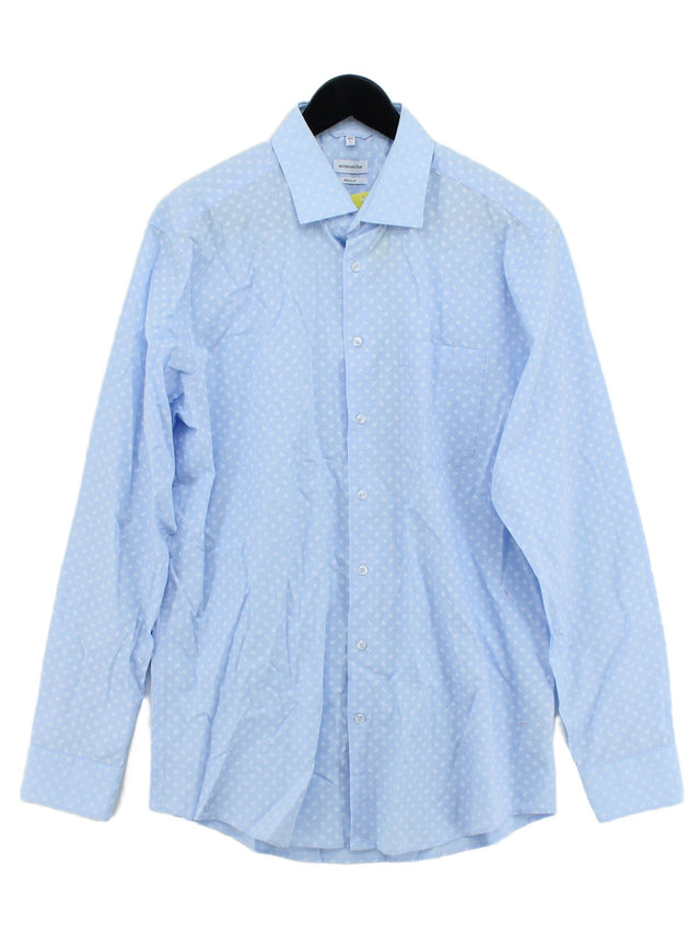 Seidensticker Men's Shirt Chest: 42 in Blue 100% Cotton