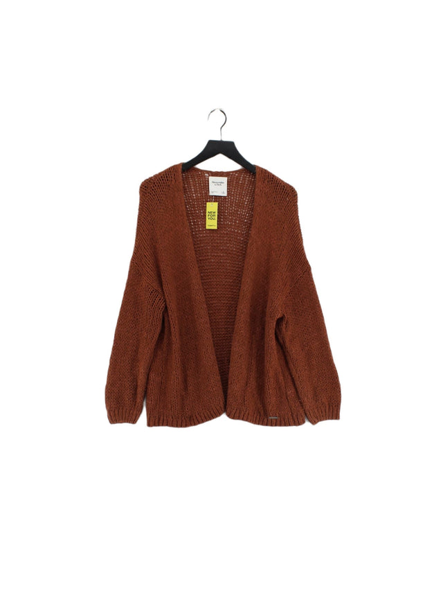 Abercrombie & Fitch Women's Cardigan XL Brown Cotton with Acrylic, Nylon