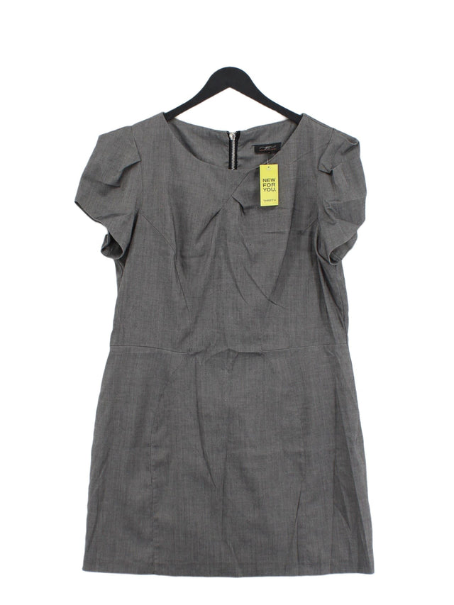 New Look Women's Midi Dress UK 18 Grey Polyester with Elastane, Viscose