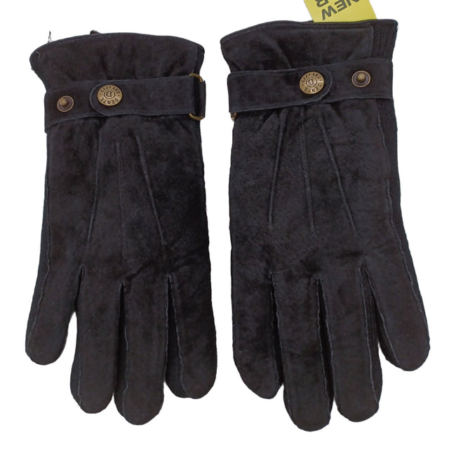 Dents Women's Gloves M Black Leather with Polyester