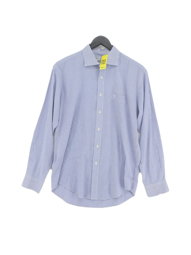 Yves Saint Laurent Men's Shirt Chest: 39 in Blue Cotton with Polyester