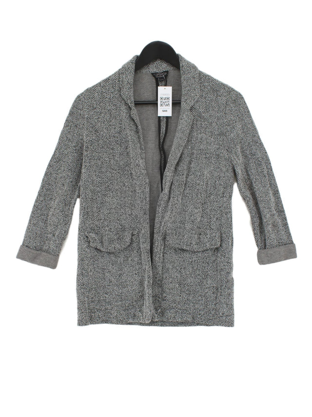 Topshop Women's Jacket UK 8 Grey Polyester with Acrylic, Cotton