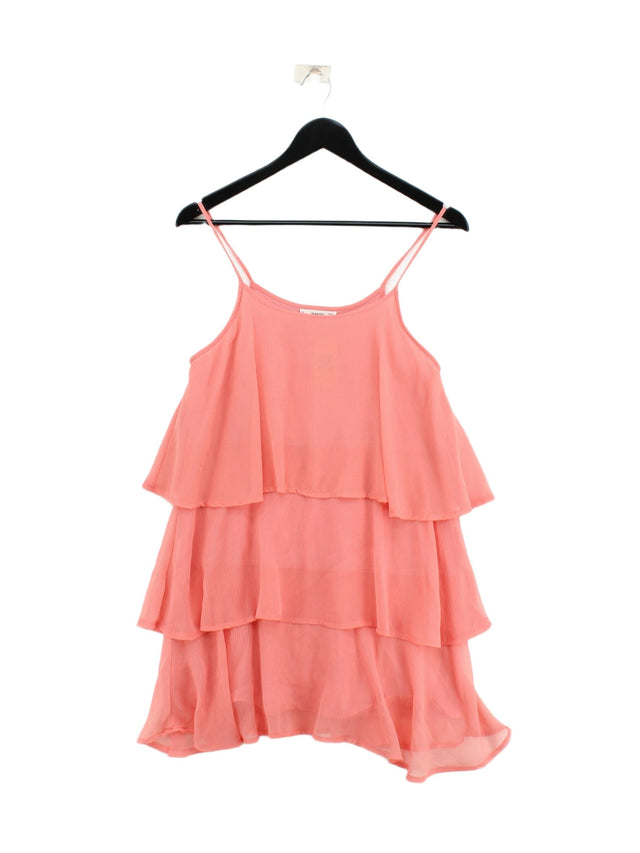 Mango Women's Midi Dress XS Pink Polyester with Cotton