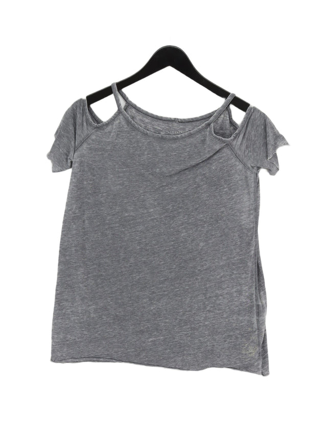 AllSaints Women's T-Shirt M Grey Cotton with Polyester