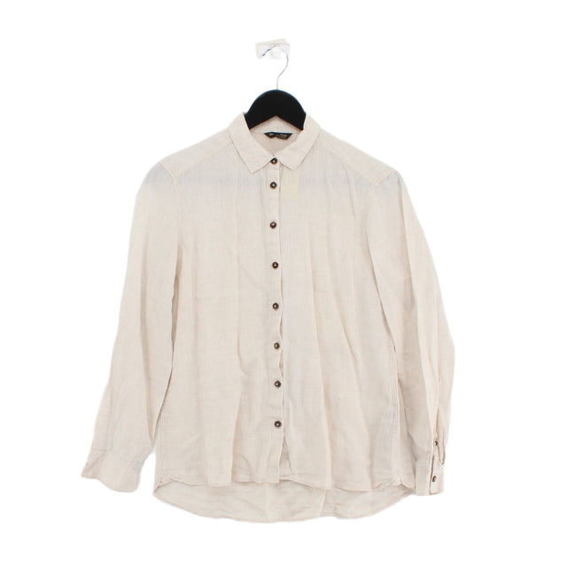 Massimo Dutti Women's Shirt UK 10 Cream 100% Linen