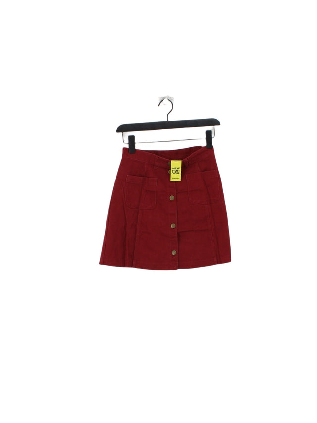 Monki Women's Mini Skirt UK 8 Red 100% Cotton