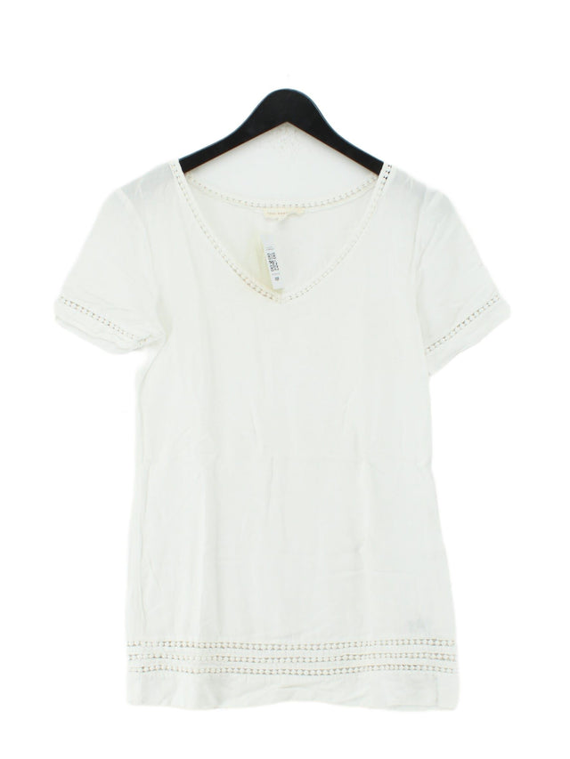 Next Women's T-Shirt S White Viscose with Cotton, Linen
