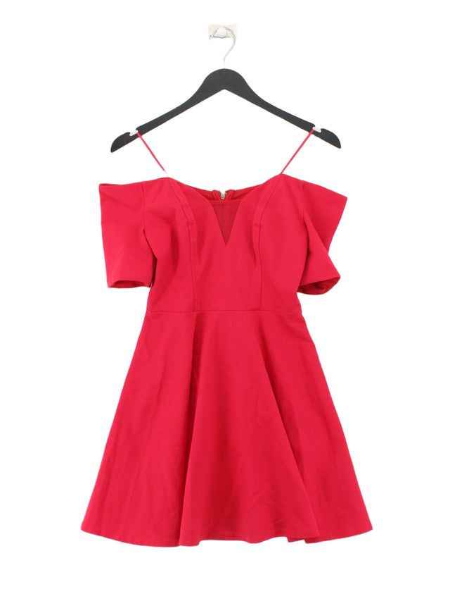 Guess Women's Midi Dress UK 6 Red Rayon with Nylon, Spandex