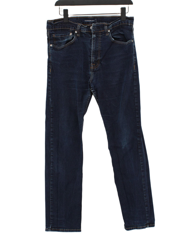 Calvin Klein Men's Jeans W 32 in Blue Cotton with Elastane