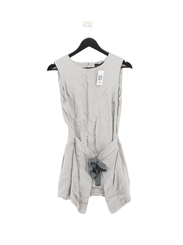 Next Women's Midi Dress UK 12 Grey Viscose with Silk