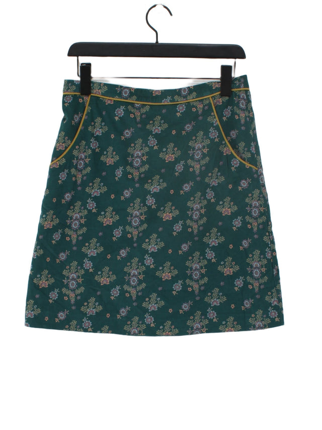 Ness Women's Midi Skirt UK 12 Green Cotton with Polyester