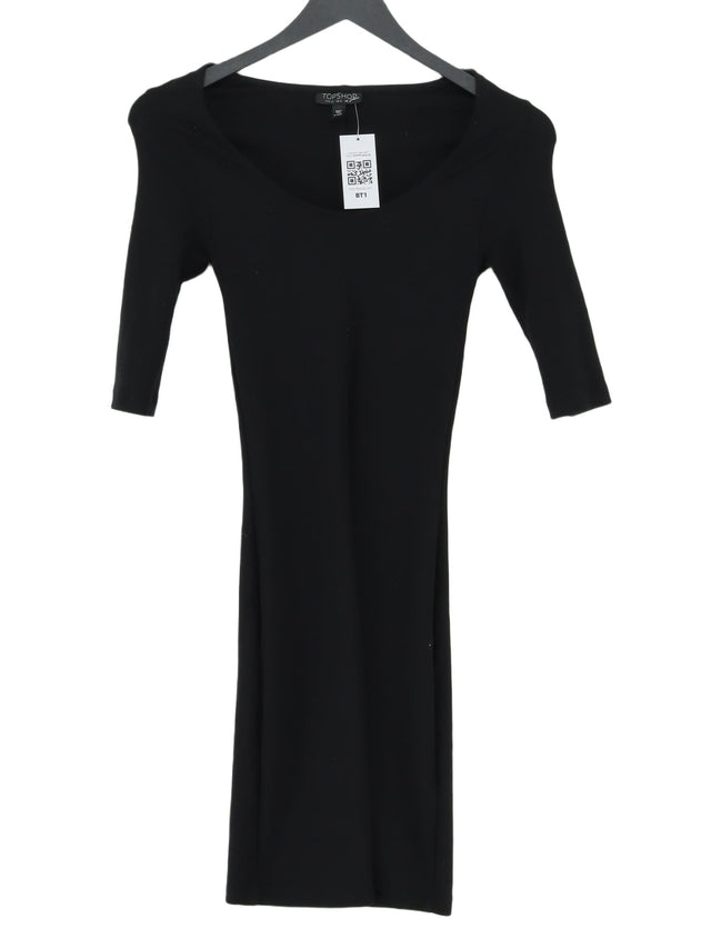 Topshop Women's Midi Dress UK 4 Black Viscose with Elastane, Polyamide