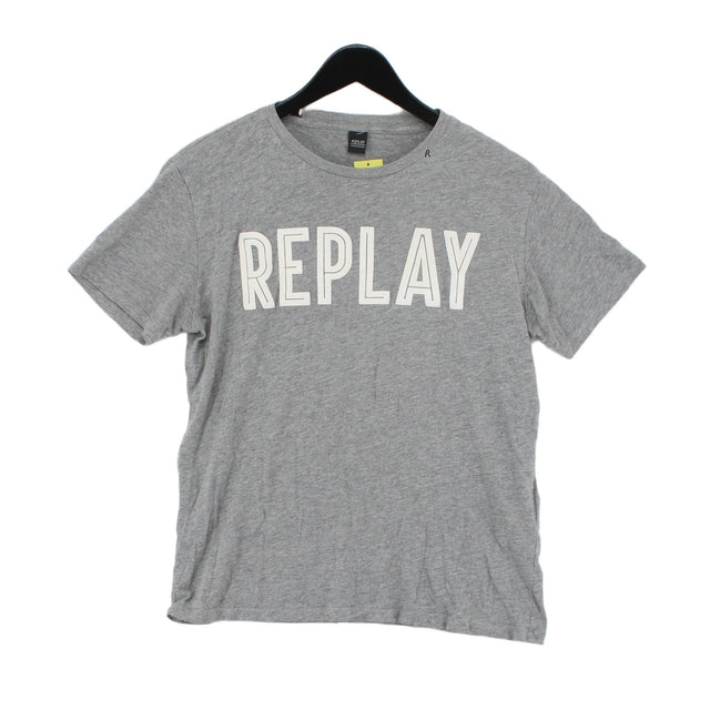 Replay Women's T-Shirt S Grey Cotton with Viscose