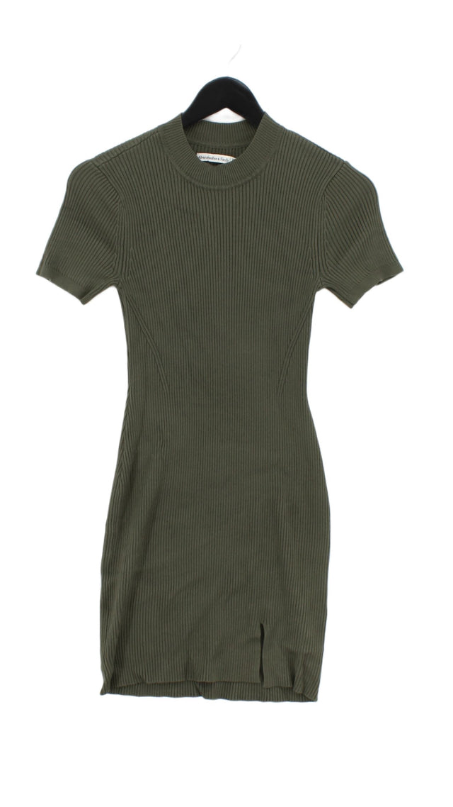 Abercrombie & Fitch Women's Midi Dress XS Green Viscose with Nylon