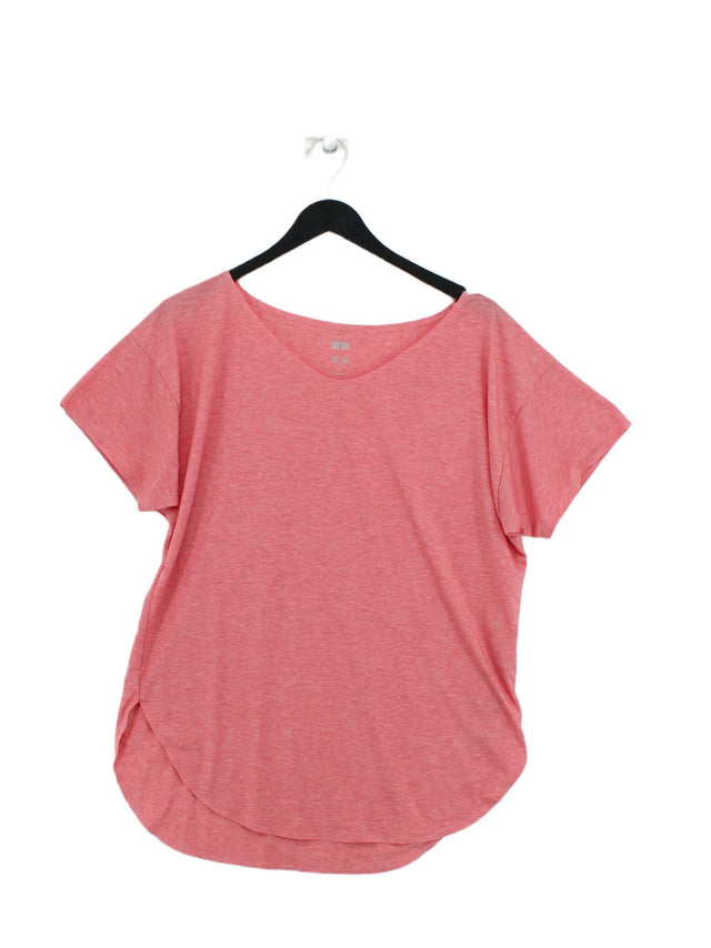 Uniqlo Women's T-Shirt S Pink Polyester with Elastane, Lyocell Modal