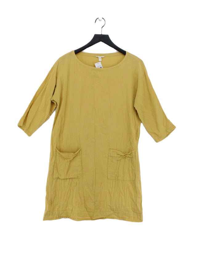 Eileen Fisher Women's Midi Dress L Yellow 100% Cotton