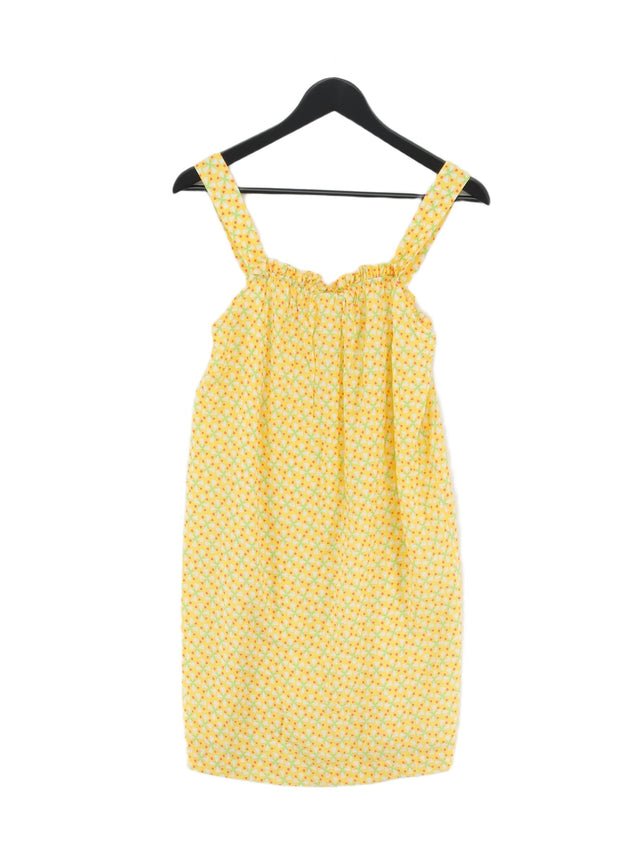 Oliver Bonas Women's Midi Dress UK 8 Yellow 100% Viscose