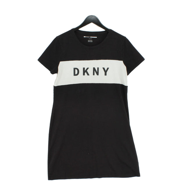 DKNY Women's Midi Dress L Black Cotton with Elastane