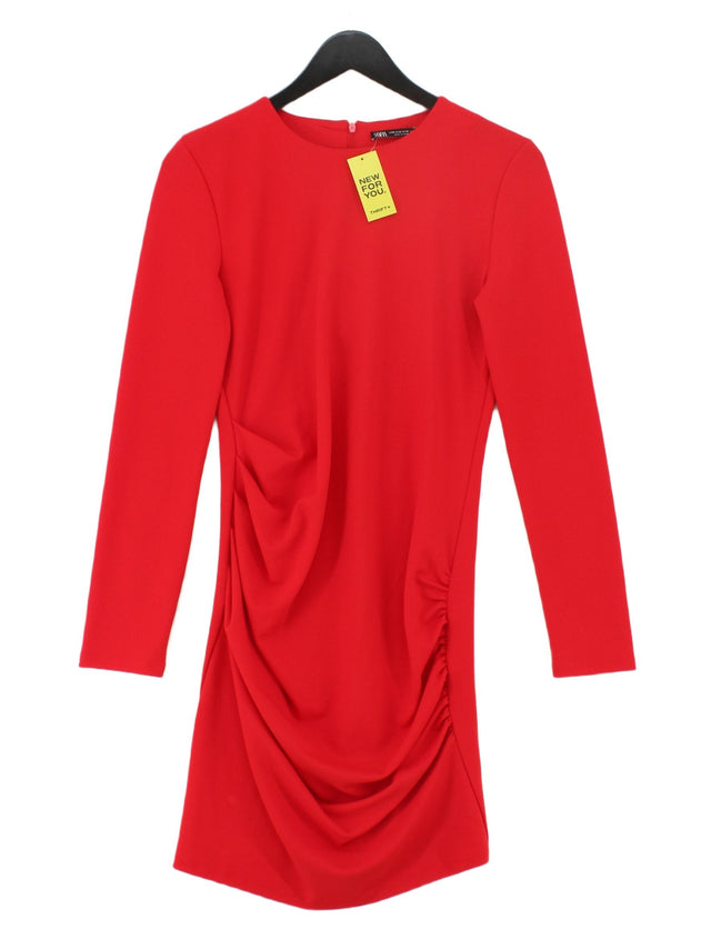 Zara Women's Midi Dress M Red Polyester with Elastane