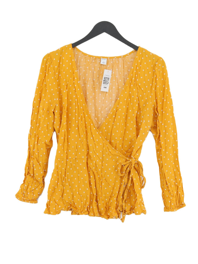 Old Navy Women's Blouse S Yellow Cotton with Nylon, Viscose