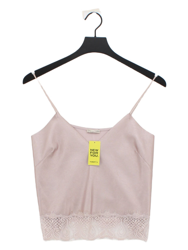 Zara Women's Top S Pink Polyester with Polyamide