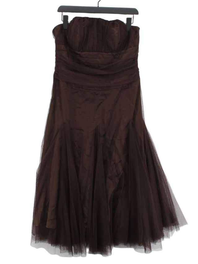 Monsoon Women's Midi Dress UK 14 Brown Polyester with Other