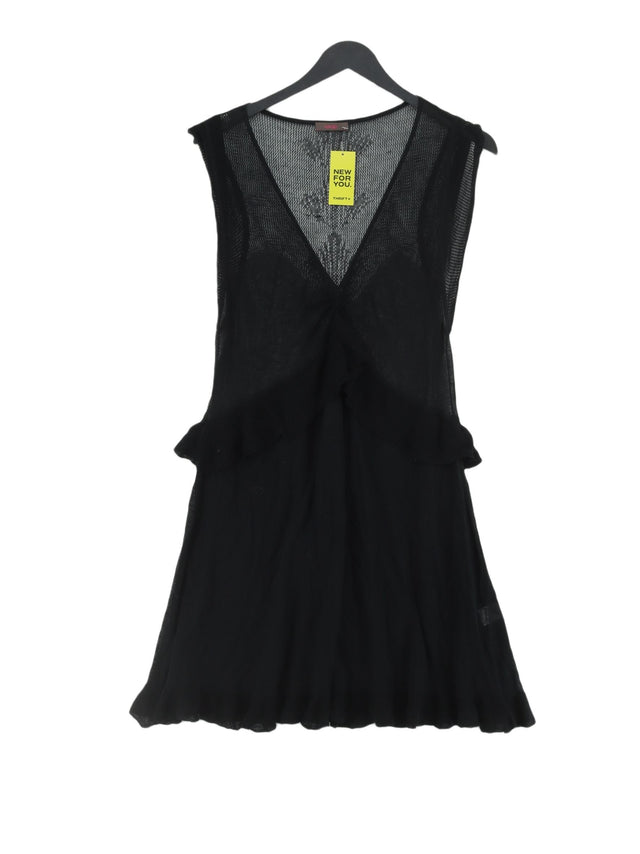 Wrap Women's Midi Dress UK 16 Black Rayon with Cotton