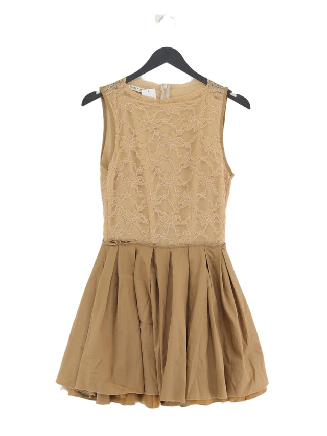 Jones + Jones Women's Midi Dress UK 8 Brown Polyester with Cotton