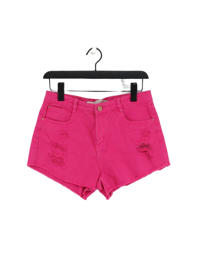 Zara Women's Shorts UK 10 Pink 100% Cotton