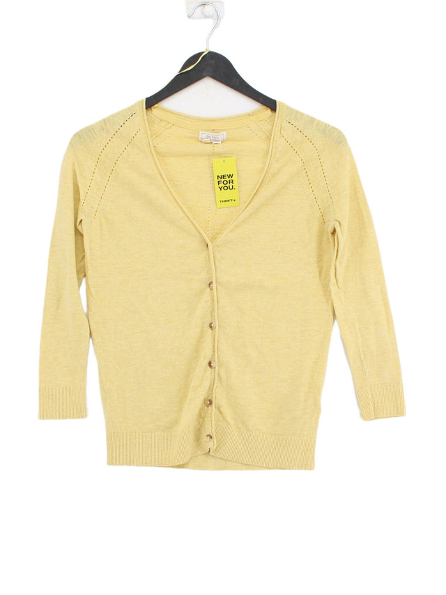 FatFace Women's Cardigan UK 6 Yellow 100% Cotton
