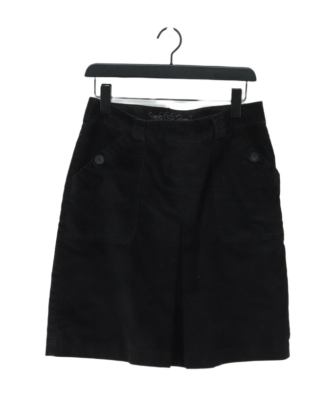Next Women's Midi Skirt UK 12 Black Cotton with Elastane, Polyester