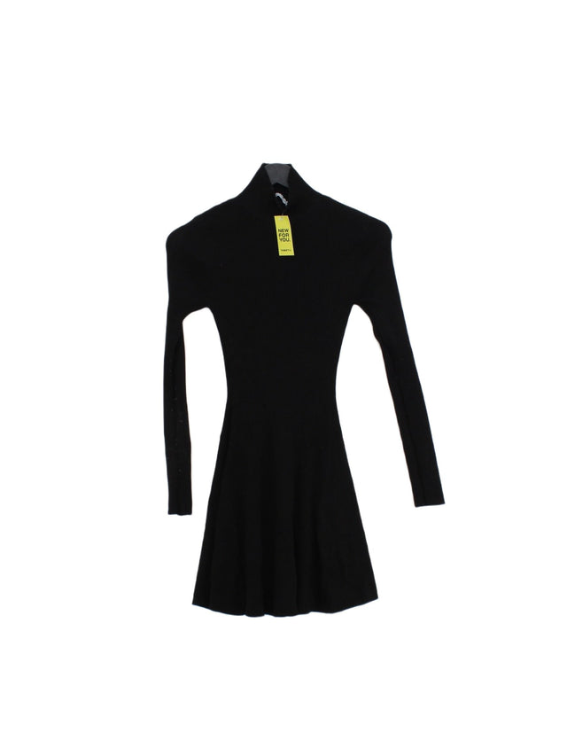 Zara Women's Midi Dress S Black Viscose with Polyamide