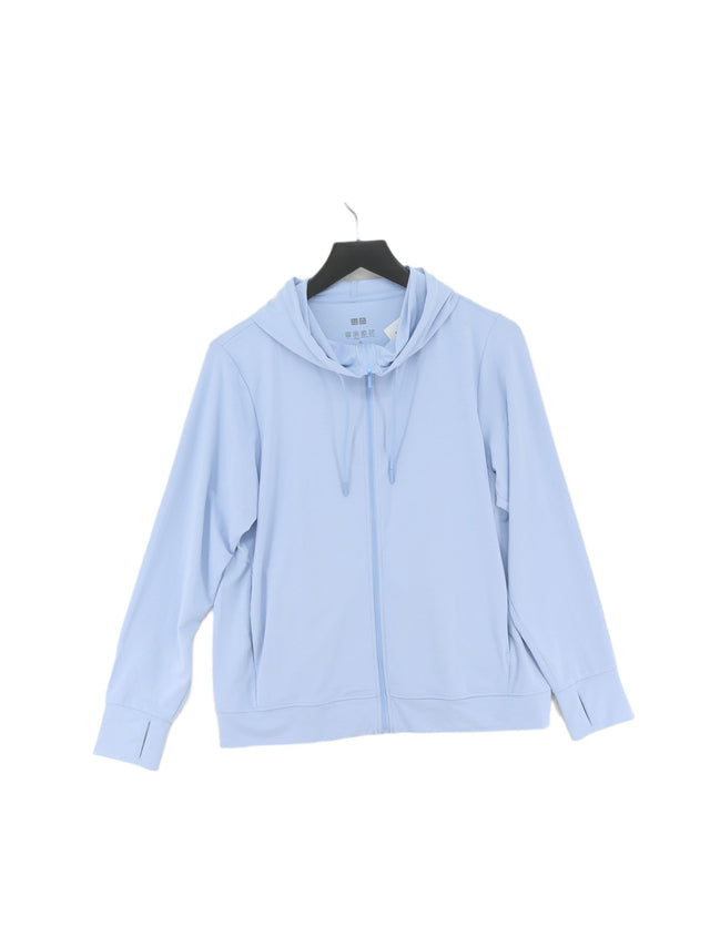 Uniqlo Women's Hoodie XL Blue Polyester with Elastane