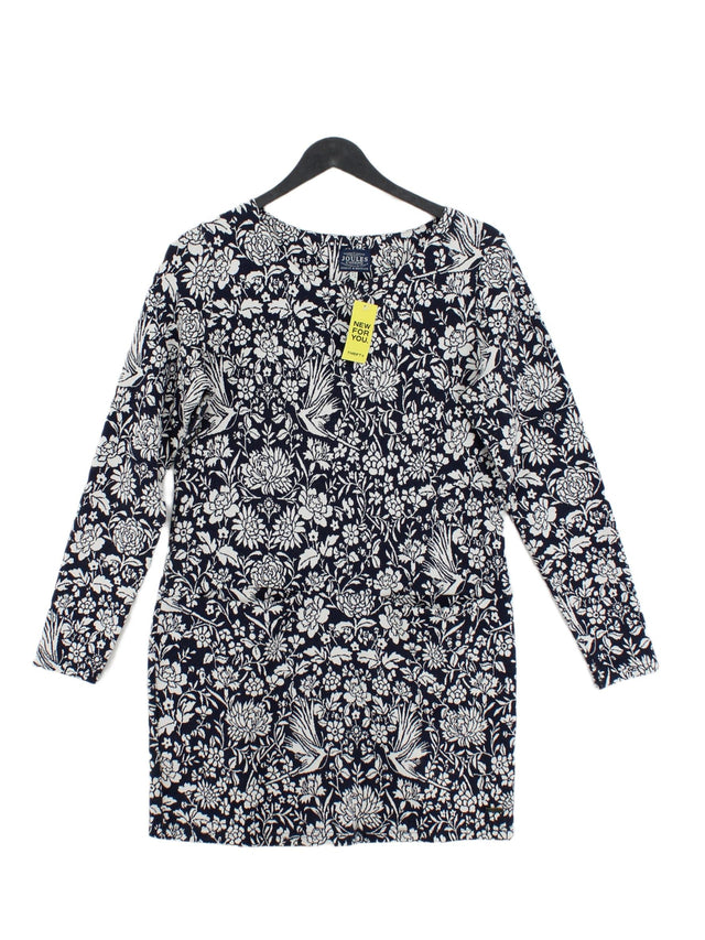 Joules Women's Midi Dress UK 8 Blue Polyester with Cotton, Elastane