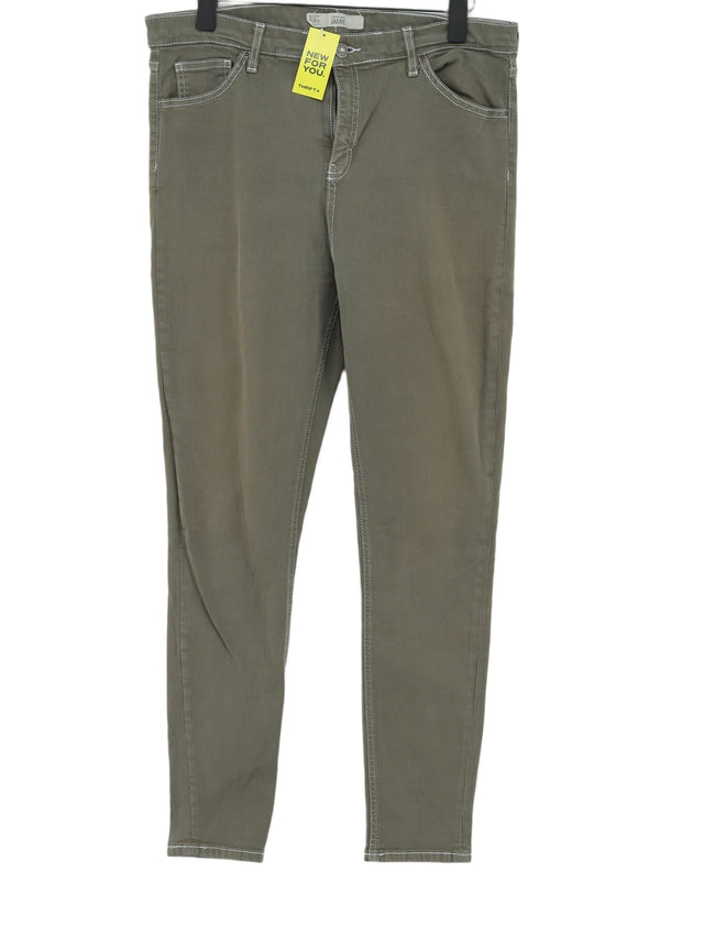 Topshop Men's Trousers W 34 in; L 32 in Green Cotton with Elastane, Polyester