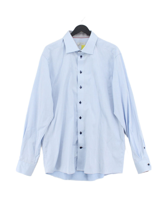 Eton Men's Shirt Chest: 44 in Blue 100% Cotton